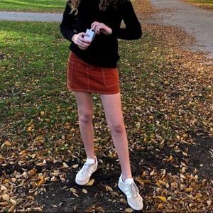 Dark orange fall denim skirt from Forever 21